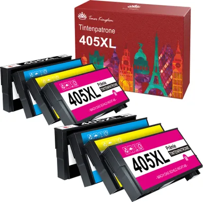 Produktbild von 8 Druckerpatronen für Epson 405XL für Epson 405 WorkForce WF-7310 DTW, WF-7830 DTWF, WF-7835 DTWF, WF-7840 DTWF, Epson WorkForce Pro WF-3820 DWF, WF-3825 DWF, WF-4820 DWF, WF-4825 DWF, WF-4830 DTWF