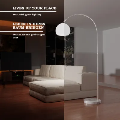 Obrázek produktu pro Jago Stojací oblouková lampa, bílá, 130 - 180 cm