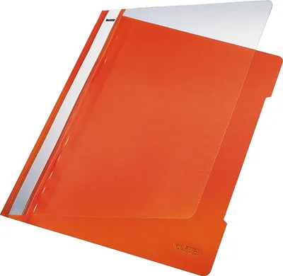 Image de Pochettes transparentes A4 en PVC, grande zone d'étiquetage, orange, lot de 25 pièces