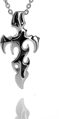 Immagine prodotto di Ciondolo in acciaio inox Tribale 316 L Rivestimento nero Catena per gioielli da uomo - 50 cm