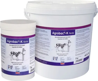Produktbild von Kerbl Agrobac-K Tierfutterzusatz Pulver 5 kg – Elektrolytreicher Durchfallregulator für Kälber ohne Milchabsetzen