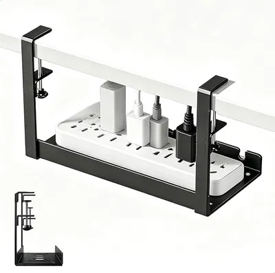 Produktbild von PolkaHome® Kabelmanagement unter dem Schreibtisch, Kabelkanal ohne Bohren, verstellbare Kabelablage mit Klemme für Kabel und