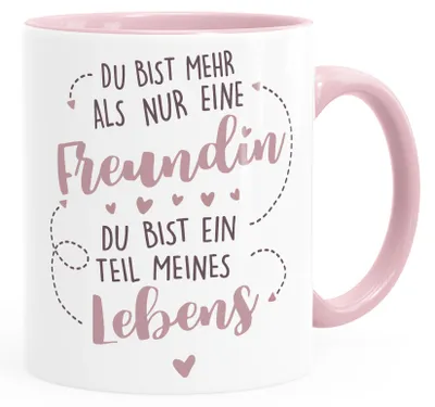 Produktbild von Geschenk-Tasse beste Freundin Du bist mehr als nur eine Freundin Du bist ein Teil meines Lebens personalisierte Geschenke Name anpassbar SpecialMe® nicht personalisiert inner-rosa Keramik-Tasse