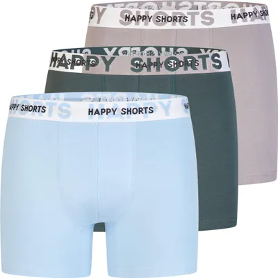 Produktbild von Happy Shorts Herren Boxer Jersey 3-Pack  grau, blau, dunkelgrün - Größe M