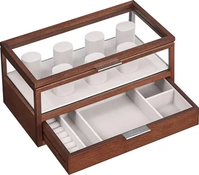 Produktbild von Uhrenbox mit 2 Ebenen und 7 Uhrenkissen, Geschenkidee, kaffeebraun