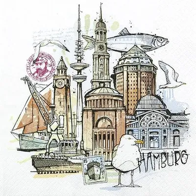 Produktbild von Servietten 33x33 cm - Hamburg Graphic