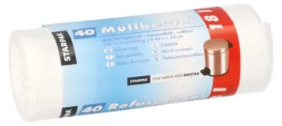 Produktbild von 40 Papstar Müllbeutel, HDPE 18 l 52 cm x 46 cm weiss 12315