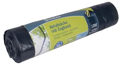 Produktbild von Secolan Müllbeutel H1324 120l Zugband sw 10St.