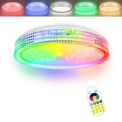 Zdjęcie produktu dla LARS360 Lampa sufitowa LED z dekorem gwiazdy 60W RGB Ściemnialna lampa sufitowa z pilotem Akrylowa lampa sufitowa do salonu sypialni Ø50cm IP44 Wodoodporna 4800LM