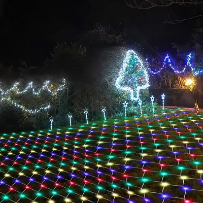 Immagine prodotto di Yakimz 4.5x1.6M LED rete luminosa colorata luci da fata luci di Natale luci di tenda luci di Natale decorazione interna esterna 8 modalità IP44