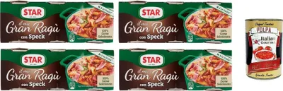 Produktbild von Star il mio Gran Ragù Speck mit 100% italienischem Fleisch und Speck, 4 Packung mit 3 Dosen à 100g + Italian Gourmet polpa 400g