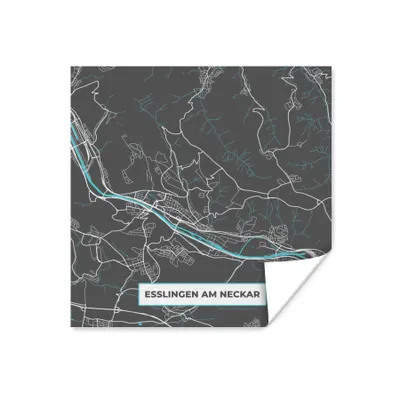 Produktbild von MuchoWow® Poster Karte - Esslingen am Neckar - Blau - Stadtplan - Deutschland 50x50 cm - Wohnzimmerdekoration