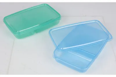 Produktbild von Lunchbox 2er Set ca. 1,2 L mit 2 Fächern 12er Pack – praktische Brotdosen aus Kunststoff für Schule Büro und unterwegs in verschiedenen Farben