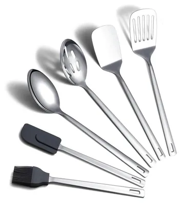 Produktbild von Küchenutensilien-Set Edelstahl 6-teilig antihaftbeschichtet hitzebeständig spülmaschinenfest