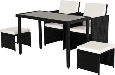 Produktbild von Outsunny Polyrattan Sitzgruppe Gartenset Garnitur 11 tlg. Schwarz+Beige