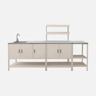Produktbild von sweeek - Outdoor-Küche 3 Elemente aus Edelstahl - Beige