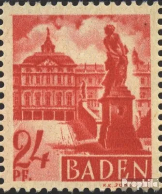 Produktbild von Briefmarken Franz. Zone-Baden 1947 Mi 8V, Fleck in der 2 (Feld 90) postfrisch Freimarke
