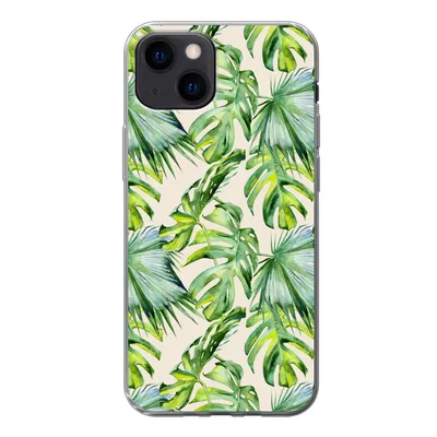 Produktbild von MuchoWow® Handyhülle Schutzhülle Hülle für iPhone 13 mini Blätter - Muster - Monstera Silikon Softcase Handy Hülle - Softcase