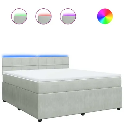 Produktbild von Boxspringbett mit Matratze Hellgrau 180x200 cm Samt