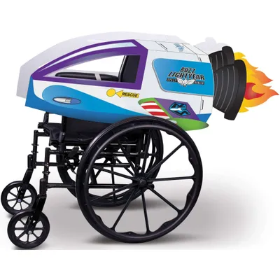 Produktbild von Disguise Toy Story Buzz Lightyear Raumschiff‑Rollstuhlüberzug, offiziell lizenziert von , von Pixar Toy Story inspirierter adaptiver Rollstuhlüberzug, einfach zu befestigen, ideal für Halloween oder Karneval, Maskenkostüm, Kind, Männlich, Halloween, Toy Story, Mehrfarbig