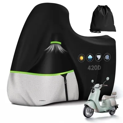 Image de Housse de moto pour Piaggio Vespa GTS, GTV, GT60/300/250/125 (sans top case), en Oxford 420D, housse de moto d'extérieur 100 % imperméable, housse de moto résistante à l'hiver