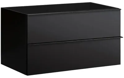 Obrázok produktu pre CERANO – Kúpeľňová skrinka pod umývadlo s úchytkou Velora – čierna matná, čierna úchytka – 99 x 53 x 46,5 cm