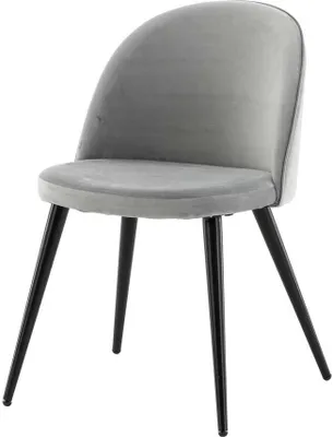 Produktbild von FURNLUX Esszimmerstuhl Samt Grau Und Schwarz 50cm / Hauptfarbe: Grau / Abmessungen: 50 x 57 x 77 cm