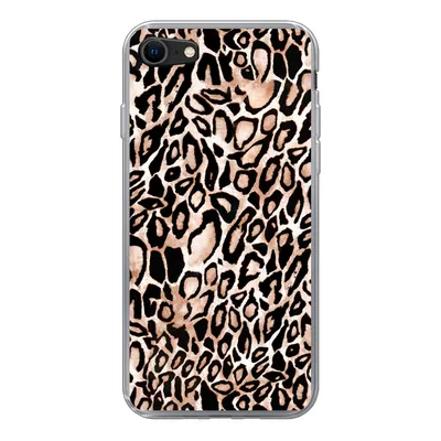 Produktbild von MuchoWow® Handyhülle Schutzhülle Hülle für iPhone SE 2022 Panther Druck - Schwarz - Flecken Silikon Softcase Handy Hülle - Schutzhülle