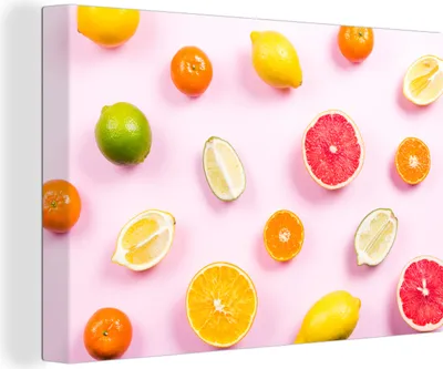 Produktbild von OneMillionCanvasses® - Leinwandbilder - 150x100 cm, Zitrone - Limette - Zitrusfrüchte, Wandbilder Kunstdruck Wanddekoration