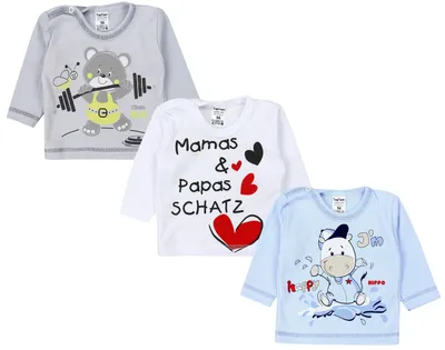 Produktbild von TupTam Uni Baby Langarmshirt mit Spruch Aufdruck 3er Set, Farbe: Junge, Größe: 74