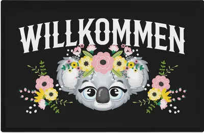 Produktbild von Trendation - Willkommen Fußmatte Grafik Schmutzfangmatte Geschenk Außen Innenbereich 60x40 cm Waschbar Türmatte Koala