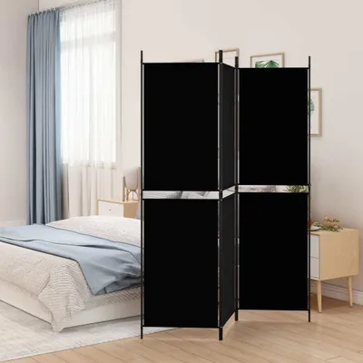 Produktbild von The Living Store 3-tlg. Paravent Schwarz 150x180 cm Stoff