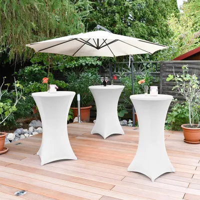 Immagine prodotto di Jopassy Copritavolo alto elasticizzato Copritavolo da bistrot bianco Ø 70 cm
