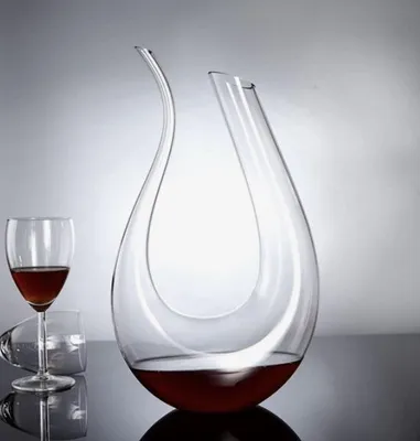 Produktbild von Glaskaraffe 1,5L | Wein | Kristallglas | Whisky Zubehr | Luxus Karaffe | Handgefertigt |  Weinzubehr |  Karaffe | U-Form | Dekantieren von Glas | Weinkaraffen | Dekantiert |