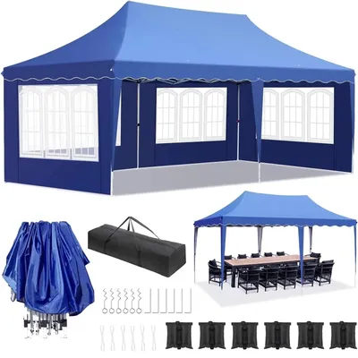 Immagine prodotto di Tenda per feste - Tende per feste - Gazebo da giardino - Gazebo - Tenda pieghevole per feste - 3x6 metri - Impermeabile - Con pareti laterali
