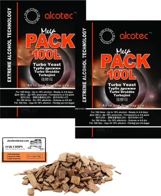 Produktbild von 2 x Alcotec Turbohefe 360g – Mega Pack 100L, Alkohol Brennhefe, Gärhefe, Wodkahefe, Turbo Hefe, Wodka Hefe