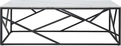 Produktbild von Couchtisch - Keramik & Metall - Marmor-Optik Weiß & Schwarz - MELRONE