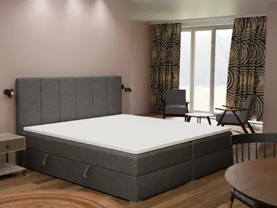 Produktbild von FEDVE Boxspringbett Schlafzimmerbett JUKON mit 2 Bettkästen, Doppelbett mit Bonell-Matratze und Topper 140x200