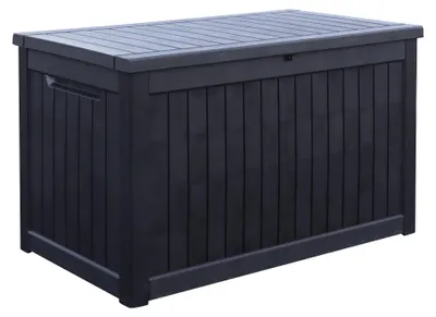 Produktbild von Koll Living Gartenbox Cedar 870 Liter | 146 x 81 x 86 cm | Anthrazit, Kunststoff mit Stahlverstrebungen | Gasdruckfedern | UV- & witterungsbeständig