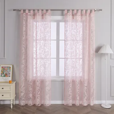 Produktbild von Joyswahl Gardinen 225x140cm Schlaufen Vorhang Voile Ausbrenner Dekoschal mit Phönix-Blumenmuster Transparent Rosa 1 Stück