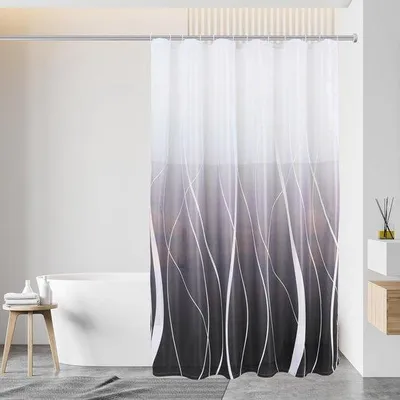 Produktbild von Wasserdichter Duschvorhang schimmelwerend 180x200cm schwarz-weiß Stoff