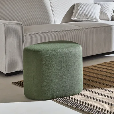 Produktbild von sweeek - Hocker in Kieselsteinform mit Stoffbezug  - Khaki