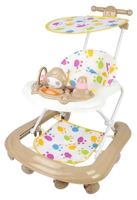 Produktbild von 3-in-1 Baby Lauflernhilfe - Faltbarer Babywalker - Mit Sonnendach und 360° Rädern - Essbrett und Spielcenter - Ab 6 Monaten - Dunkelkhaki