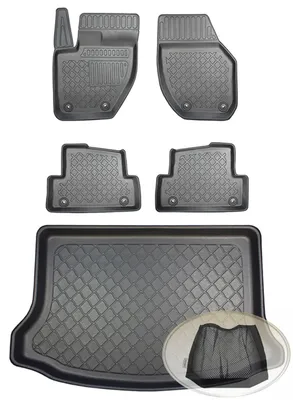 Produktbild von SET Kofferraumwanne Gummifußmatten für Volvo V40 2WD Frontantrieb 2 Schrägheck Hatchback 5-türer 2012- ohne variablen Gepäckraumboden, vertiefte Ladefläche