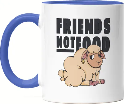 Produktbild von Friends Not Food Tasse Blau Vegan Vegetarier Geschenkidee Plant-Based Tierwohl Süßes Schaf