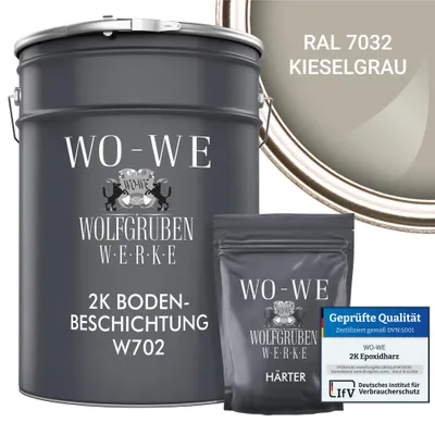 Produktbild von 2K Epoxidharz Farbe Garagenfarbe Bodenbeschichtung W702 Kieselgrau - 10Kg