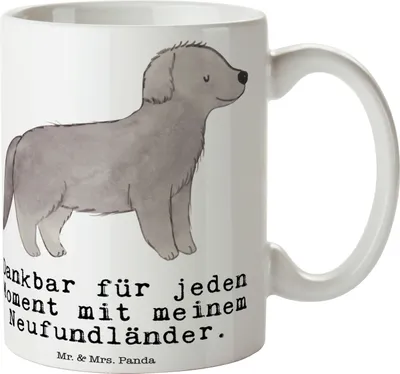 Produktbild von Mr. & Mrs. Panda Tasse Neufundländer Moment - Weiß - Geschenk, Henkelpott, Newfoundland, Pott, Kaffeetasse, Kaffeebecher, keramik