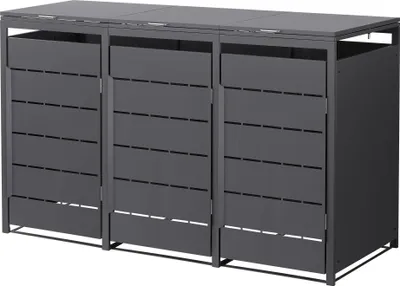 Obrázek produktu pro ML-Design box na odpadky 3er, kryt na 3 koše, 240 l, 196x80x120 cm, antracit, z oceli, odolný proti povětrnostním vlivům, box na odpadky s výklopným víkem a dvířky
