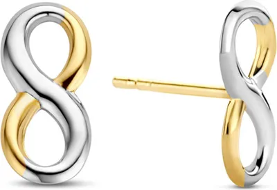 Produktbild von Damen Ohrstecker Infinity echt Gold 585 (14 kt) in bicolor