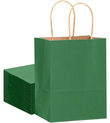 Productafbeelding van Geschenktassen met handgrepen, kleur: diepgroen, afmetingen: 21x15x8 cm, verpakking van 32 stuks